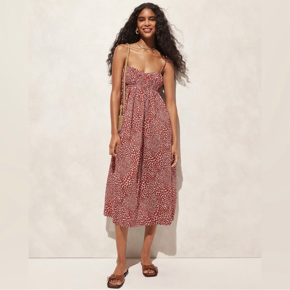NWT J.Crew Empire-waist midi dress in strawberry swirl print